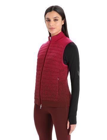 Cherry / Espresso Icebreaker ZoneKnit™ Merino Insulated Vest Into the Deep Women's Jackets | AU 1657VRWD